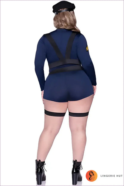 Police Costume with Garter Leg Straps - Commanding Presence - Halloween • just in • Party • Role Play - Lingerie Hut