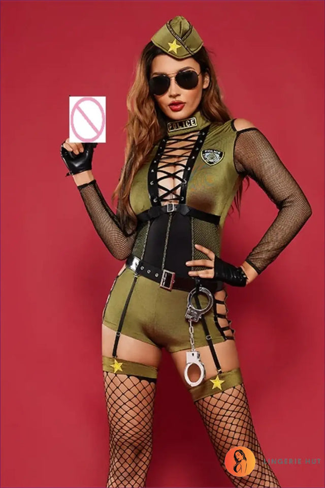 Military Costume with Mesh Sleeves