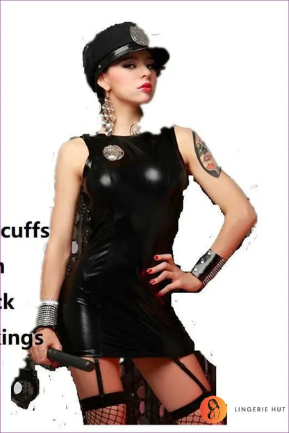 Police Costume Mini Dress - Fantasy Roleplay Ready - 01 / one Size - Outfit Set - Lingerie Hut - Backless • Clubwear