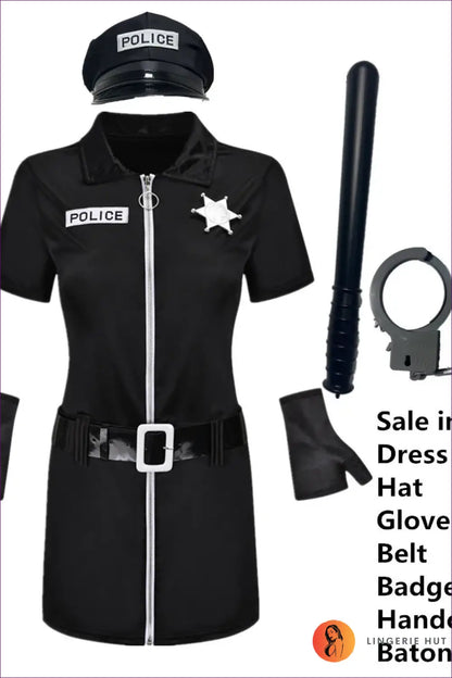 Police Costume Outfit - Bold Role Play - Black (with Baton) / s - Halloween • just in • Lingerie • Party - Hut