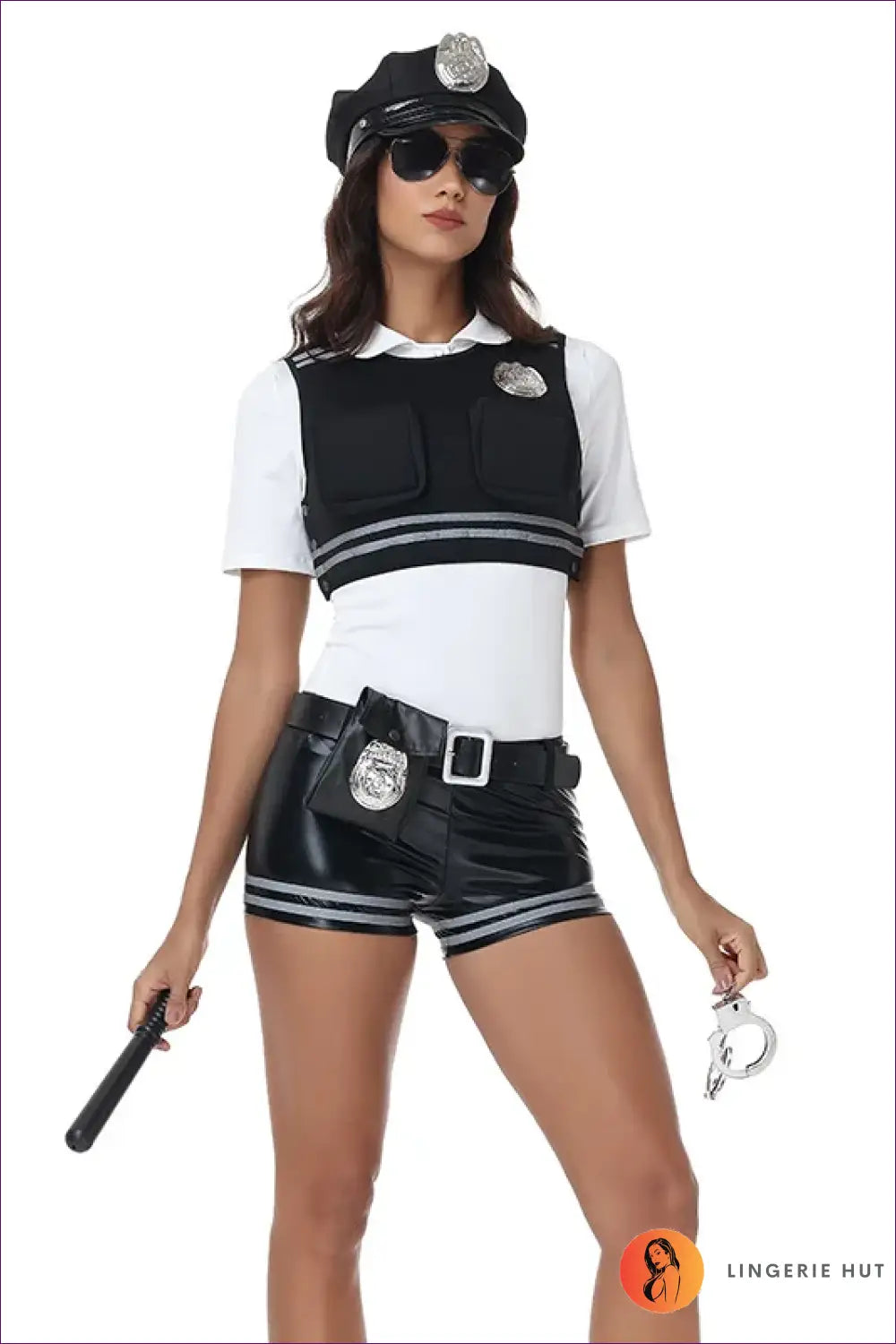 Police Costume Set with Badge Vest - Fantasy Roleplay Ready - 01 All / one Size - Outfit - Lingerie Hut - Clubwear