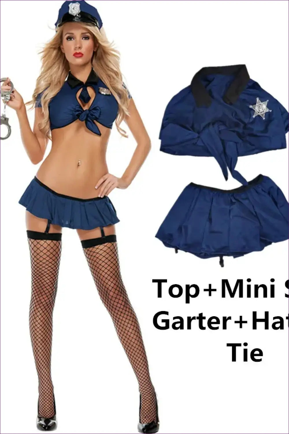 Police Costume Set with Hat and Handcuffs - Playful Fantasy - Halloween • just in • Lingerie • Night out - Hut