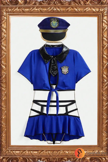 Police Costume Set with Tie Front Top and Mini Skirt - Festival Fun for Clubwear, Costume, Crop, just In,