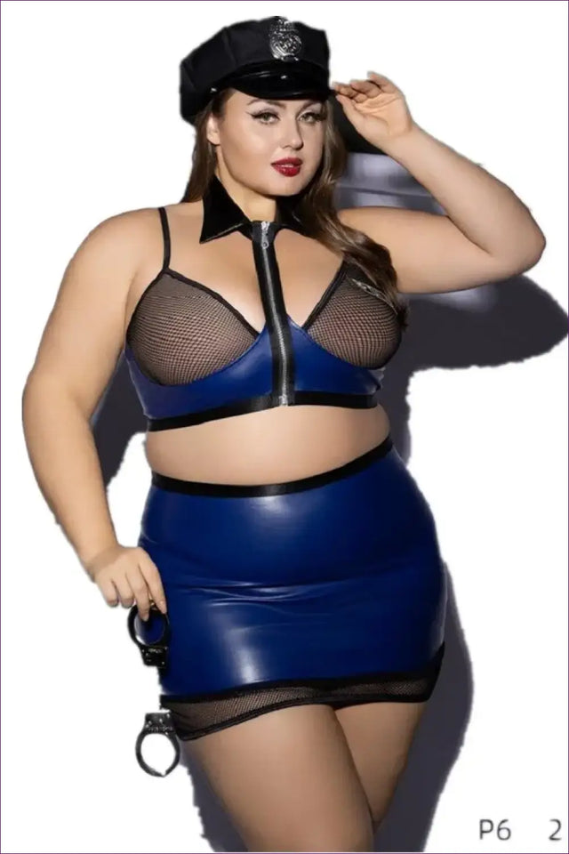 Police Costume with Zip Front Bralette - Bold Statement