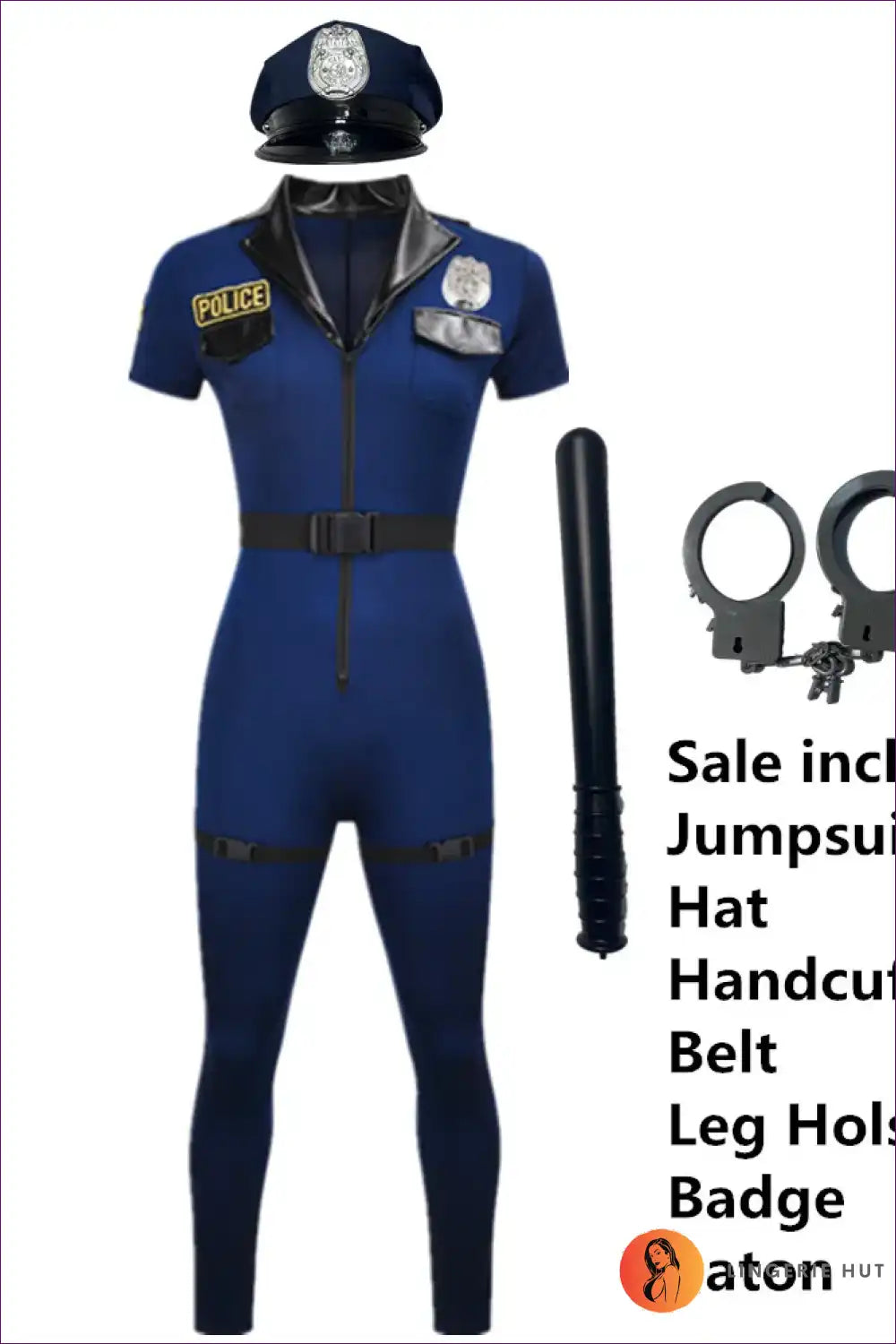Police Officer Costume with Accessories - Playful Authority for All Season, Boudoir, Clubwear, Costume,
