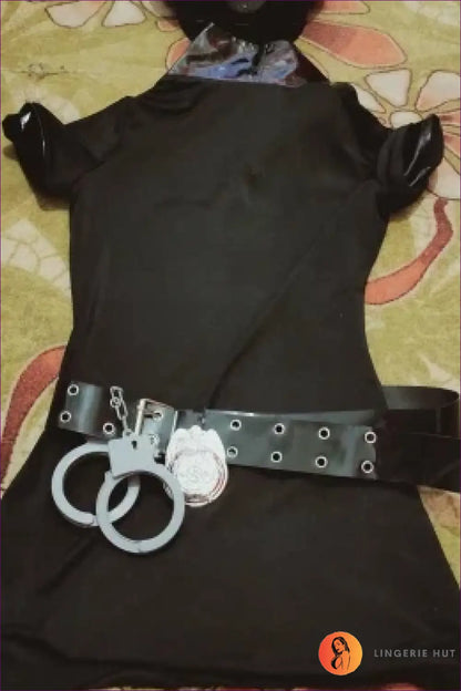 Police Officer Costume with Badge Belt - Playful Authority - Halloween • just in • Mini • Party - Lingerie Hut