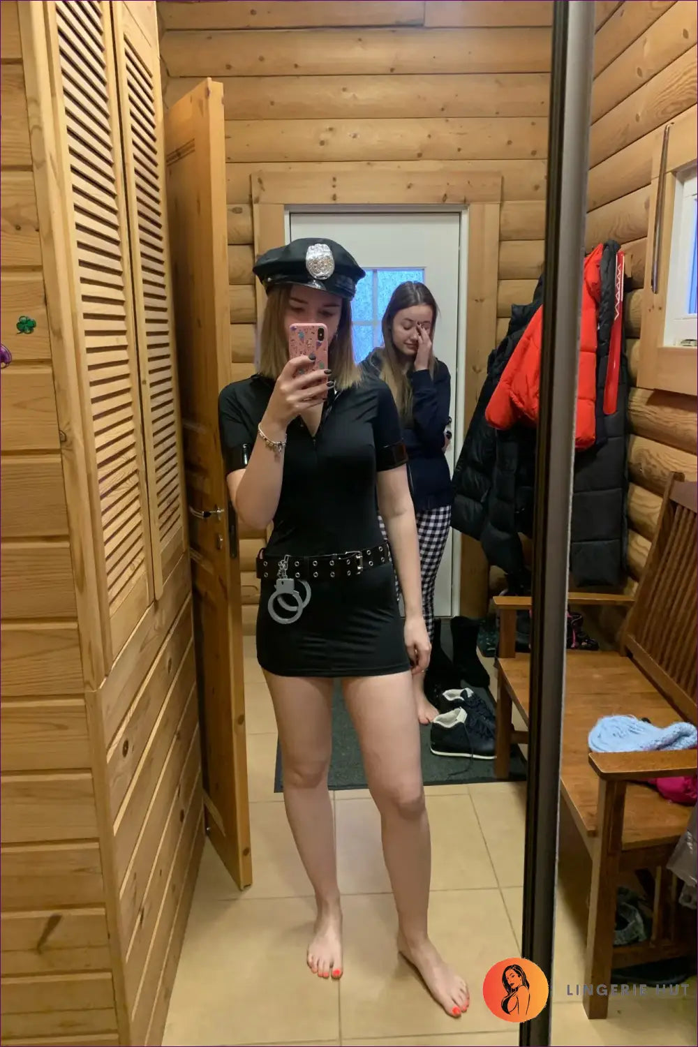 Police Officer Costume with Badge Belt - Playful Authority - Halloween • just in • Mini • Party - Lingerie Hut