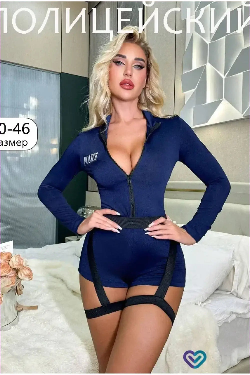 Police Officer Costume Jumpsuit - Fantasy Roleplay Ready - Blue / m - Bodysuit - Clubwear • Halloween • Lingerie