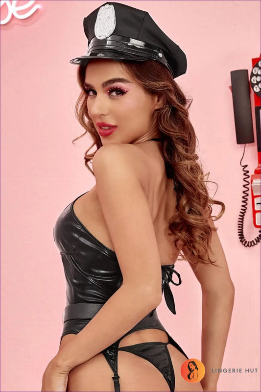 Police Officer Costume Set with Cutout Detail - Bold Fantasy - just in • Leather • Party • Lingerie Hut