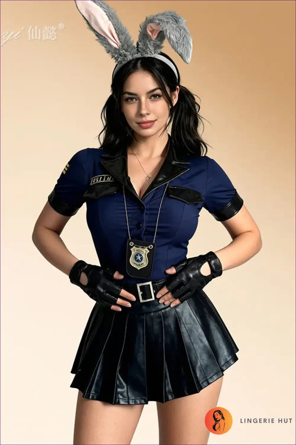 Police Officer Costume Set with Pleated Mini Skirt - Playful Fantasy - Bunny • Clubwear • Halloween