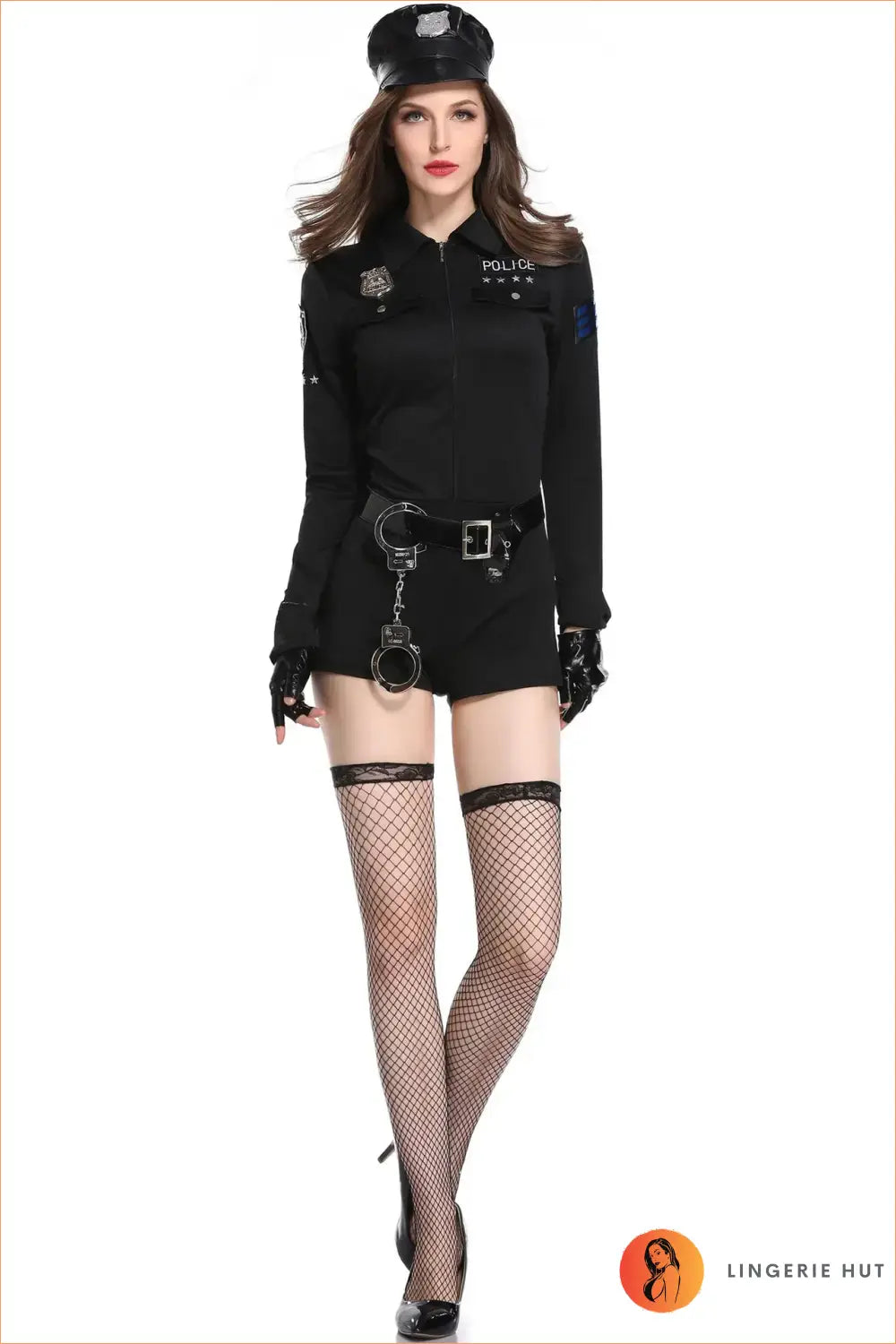 Police Officer Costume with Zip-front Romper - Night Shift Ease - Clubwear • just in • out • Party - Lingerie Hut
