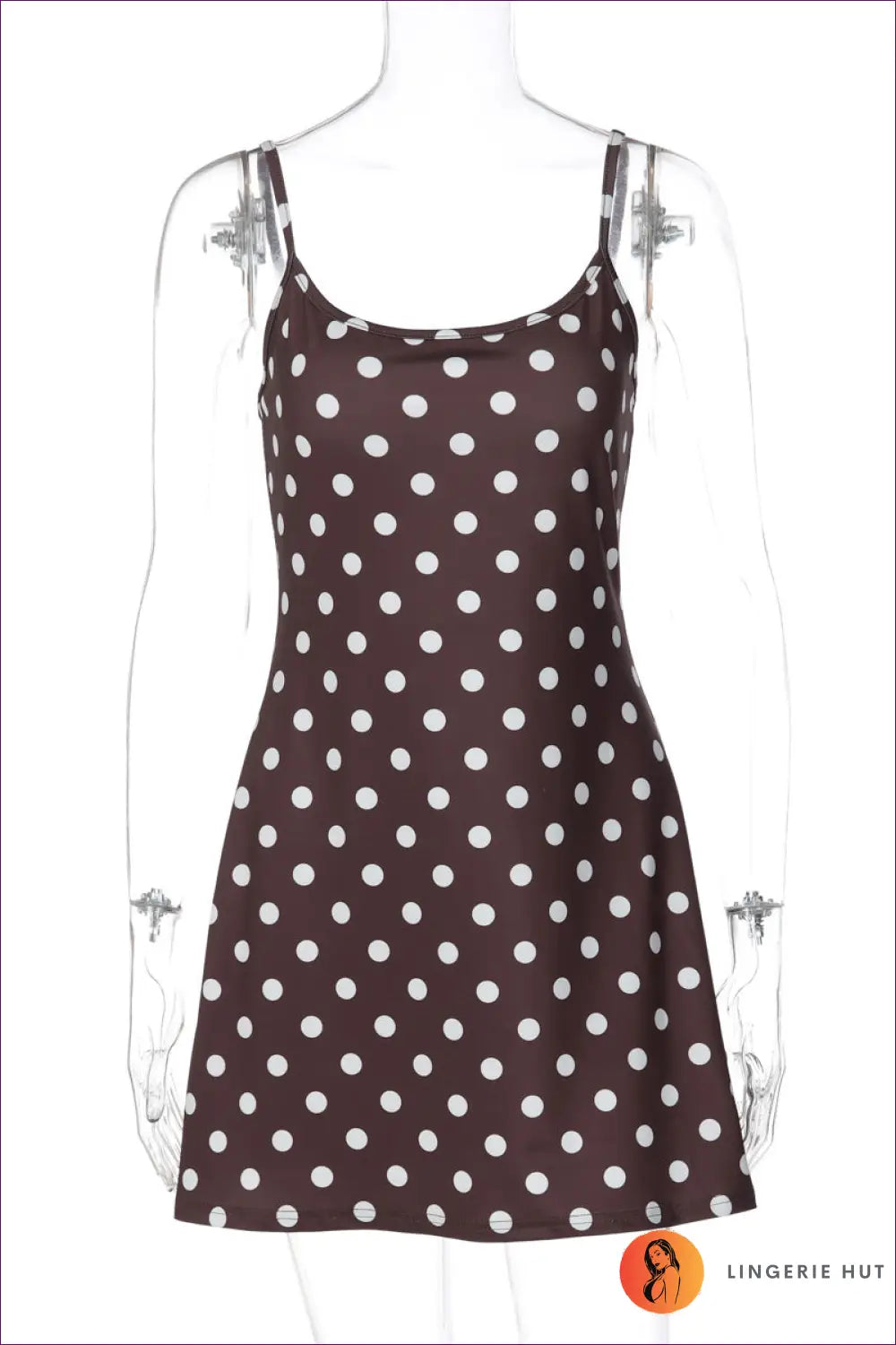 Polka Dot Bodycon Mini Dress - Bold but Wearable - s / Coffee - Dresses - Night out • Party - Lingerie Hut