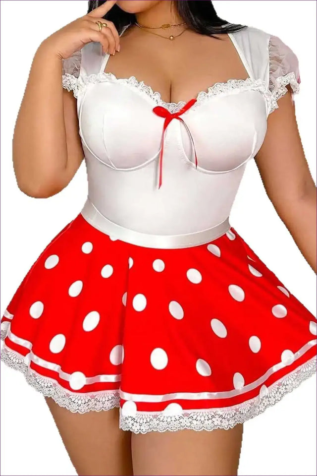 Polka Dot Costume with Scalloped Lace Trim - Playful Sweetness