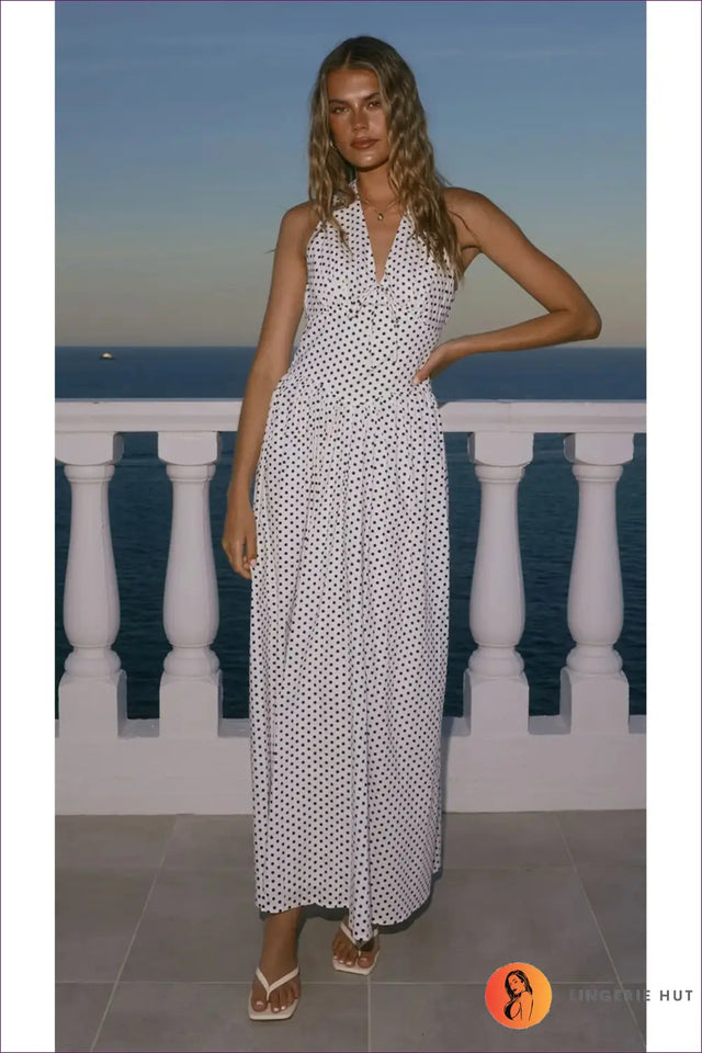 Halter Maxi Dress with Deep V - Effortless Resort Glamour