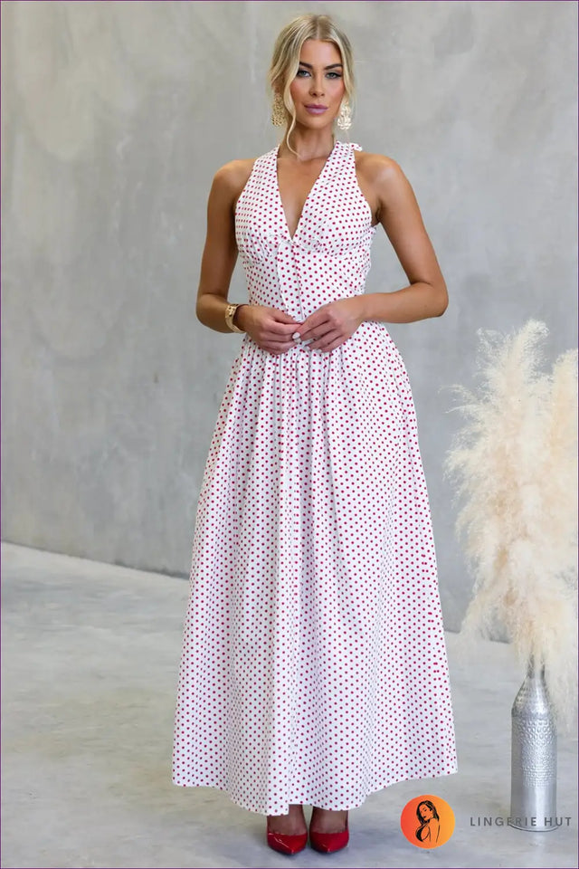 Halter Maxi Dress with Deep V - Effortless Resort Glamour