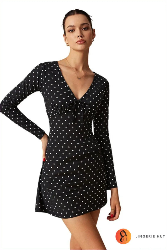 Polka Dot A-line Mini Dress - Quiet Confidence - s / Multi - Dresses - Lingerie Hut - Autumn • Casual • Everyday