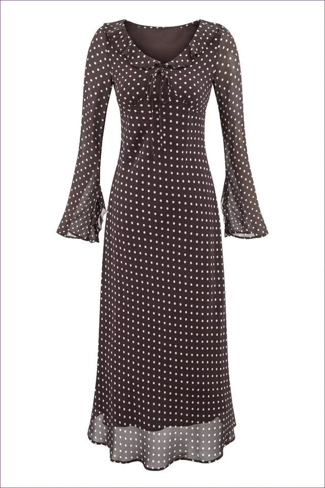 Polka Dot Maxi Dress with Split Cuffs - Vintage Everyday Chic