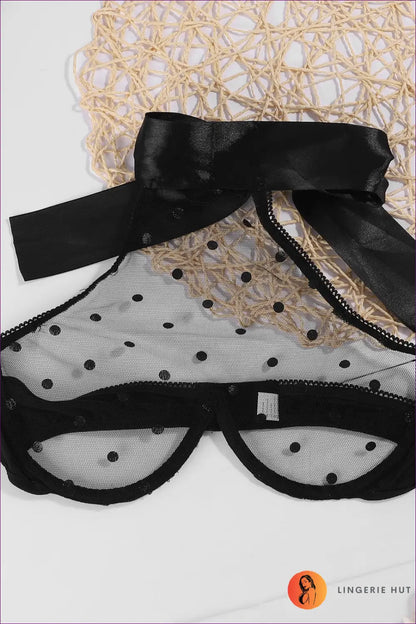 Polka Dot Mesh Bra Set with High-waist - Confidence Unveiled - Lingerie - Hut - All Season • Boudoir • Cutout