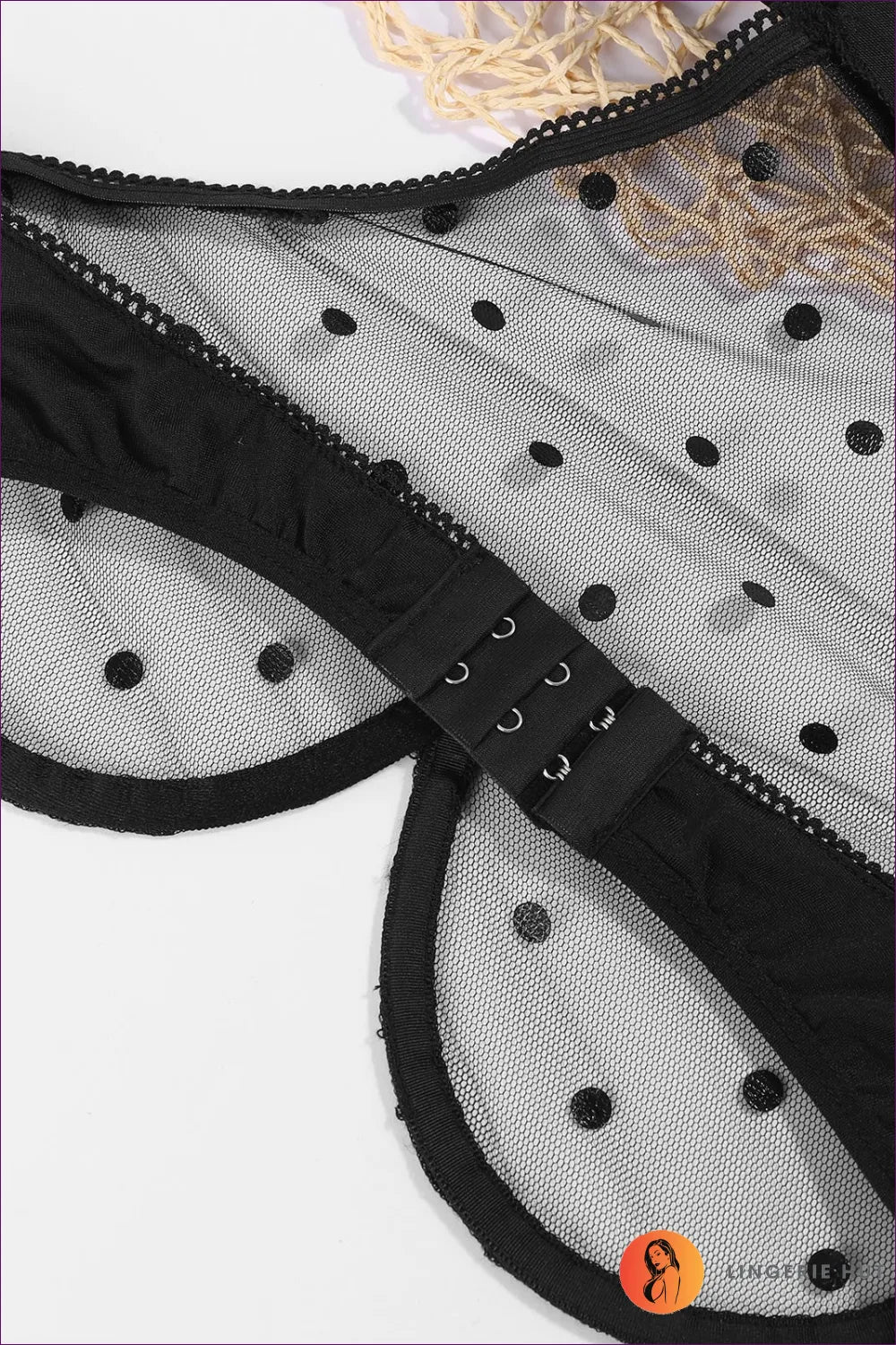 Discover The Charm Of Our Polka Dot Mesh Underwire Bra Set. a High-waist Panty And Supportive Bra Blend For