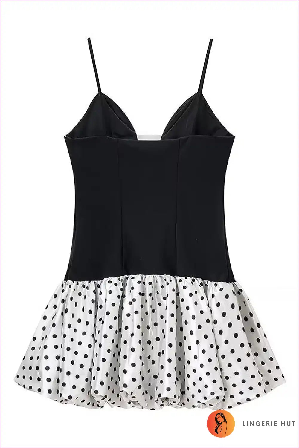 Polka Dot Mini Dress with Deep Plunge for Parties Date Night, Dress, Floral, Formal Wear, Glamour