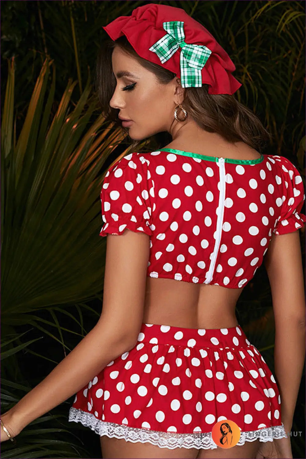 Polka Dot Mini Skirt Co-ord Set - Playful Party Mood - co Ord - Clothing - Lingerie Hut - All Season • Cutout • Fishnet