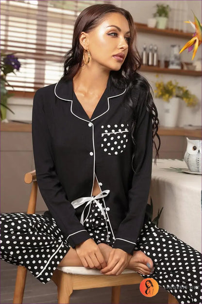 Polka Dot Pyjama Set - Off-duty Comfort - Everyday • Loungewear • Modest • Night in • Nightwear - Lingerie Hut