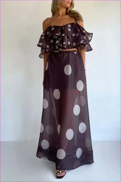 Polka Dot Ruffle Two-piece Set - Summer Statement Style for Beachwear, Casual, co Ord, Crop,