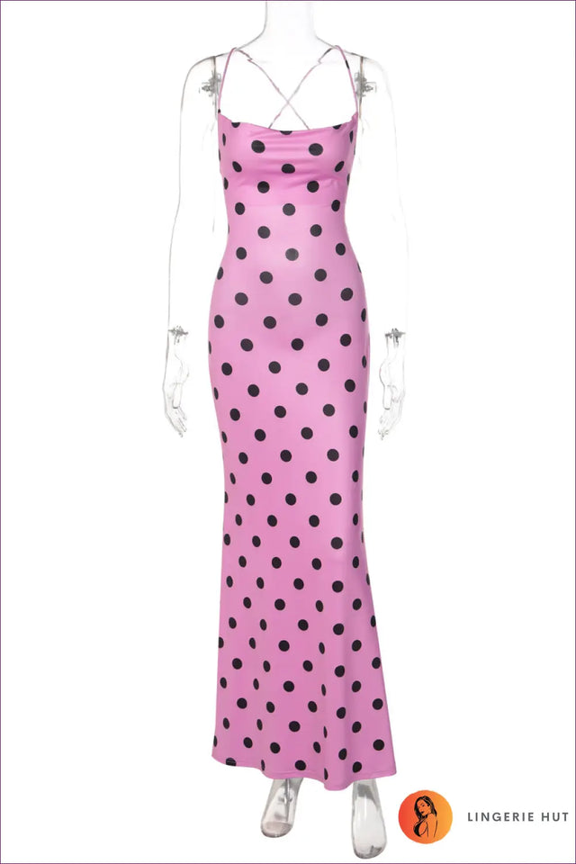 Polka Dot Slip Dress Maxi - Effortless Vintage Glamour