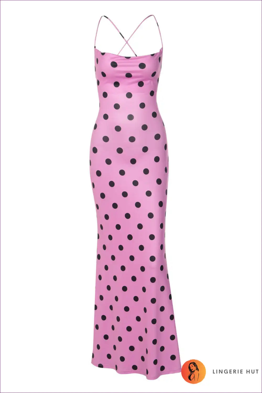 Polka Dot Slip Dress with Cowl Neckline - Vintage Glam for Dress, Dresses, Formal Wear, just In, Maxi