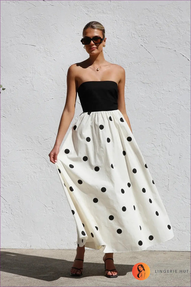 Polka Dot Strapless Maxi Dress - Effortless Summer Mood