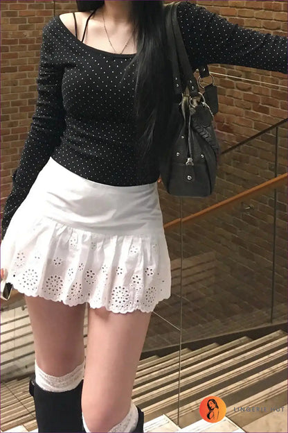 Polka Dot Top with Long Sleeves - Playful Sophistication for All Season, Autumn, Blouse, Casual, Everyday