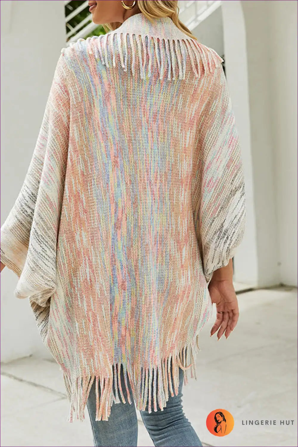 Poncho with Fringe Detail - Bohemian Weekend Ritual for All Season, Autumn, Boho, Casual, Everyday