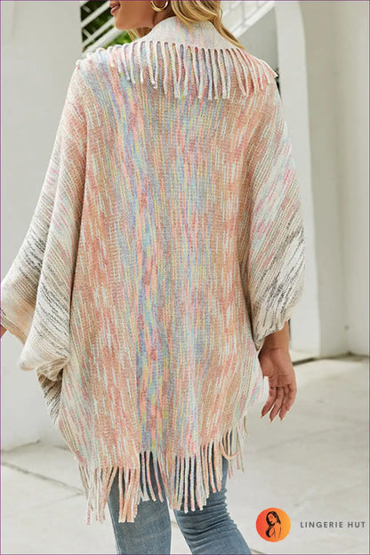 Poncho with Fringe Detail - Bohemian Weekend Ritual for All Season, Autumn, Boho, Casual, Everyday