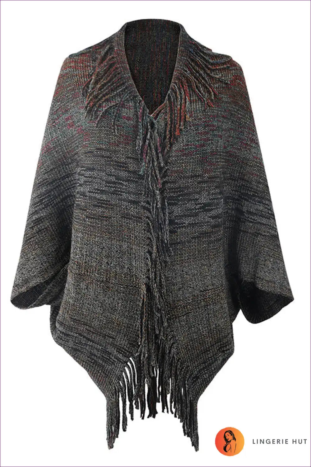 Poncho with Fringe Detail - Bohemian Weekend Ritual for All Season, Autumn, Boho, Casual, Everyday
