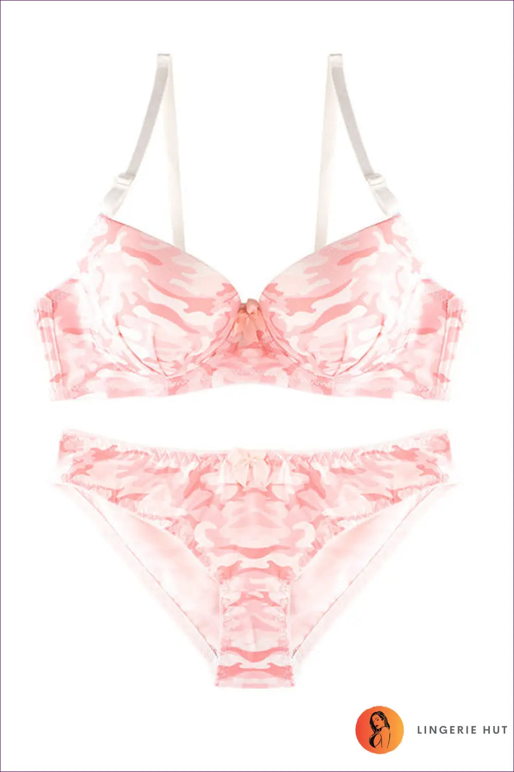 Printed Bow Bra Set - Effortless Everyday Glamour - s / Pink - Lingerie - Hut - All Season • Casual • Cutout