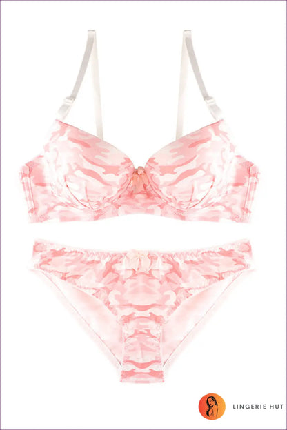 Printed Bow Bra Set - Effortless Everyday Glamour - s / Pink - Lingerie - Hut - All Season • Casual • Cutout