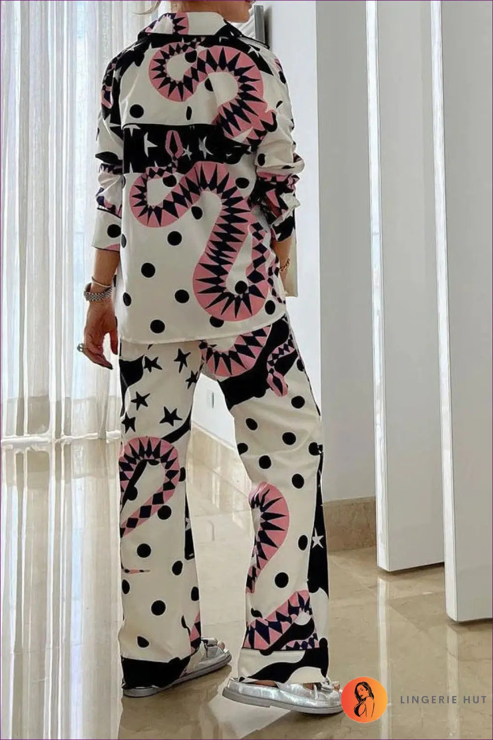 Printed Collared co Ord Set - Effortless Everyday Elegance - Clothing - Lingerie Hut - All Season • Autumn • Casual