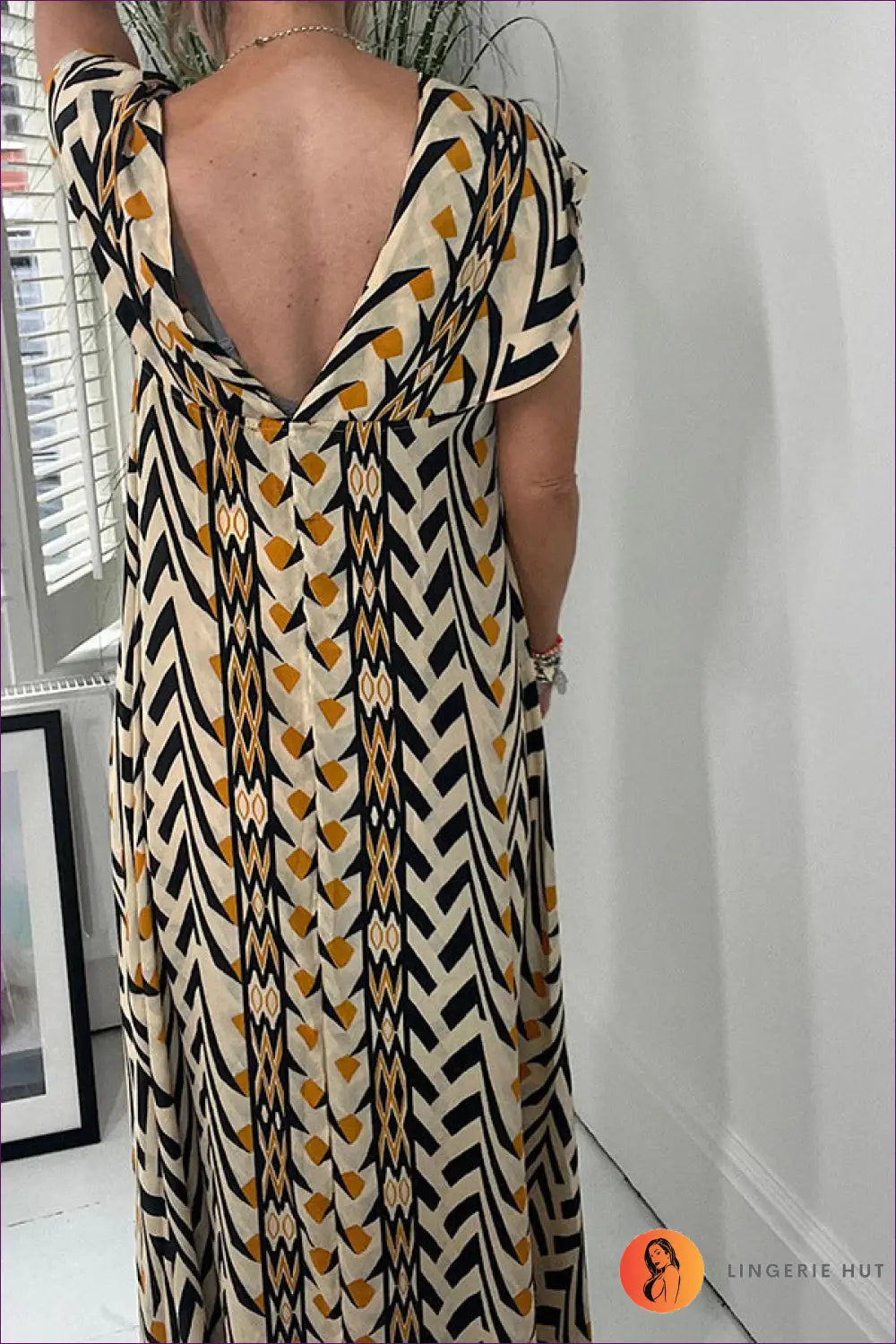 Printed Maxi Dress with Tribal Motif - Effortless Boho Vibes - Dresses - Lingerie Hut - Beachwear • Casual • Cotton