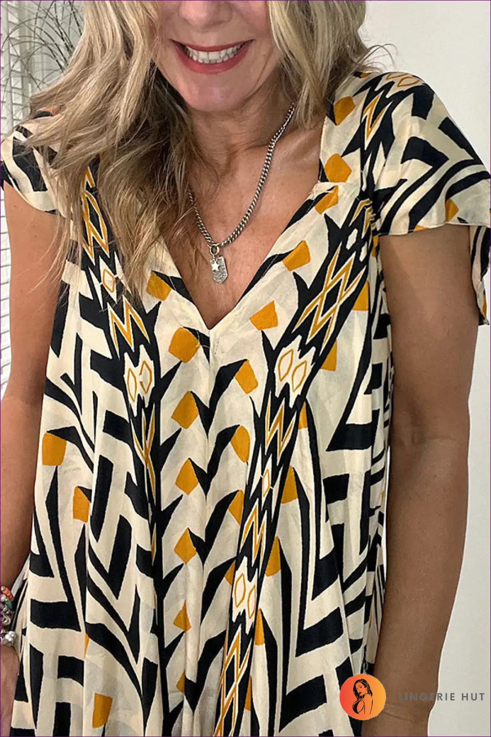 Printed Maxi Dress with Tribal Motif - Effortless Boho Vibes - Dresses - Lingerie Hut - Beachwear • Casual • Cotton