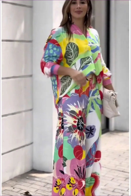 Printed co Ord Set with Collared Top - Effortless Daywear - Outfit Sets - Lingerie Hut - Casual • Everyday • Modest