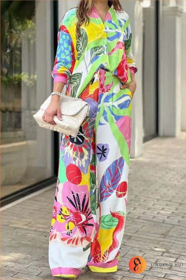 Printed Co Ord Set with Collared Top - Effortless Daywear