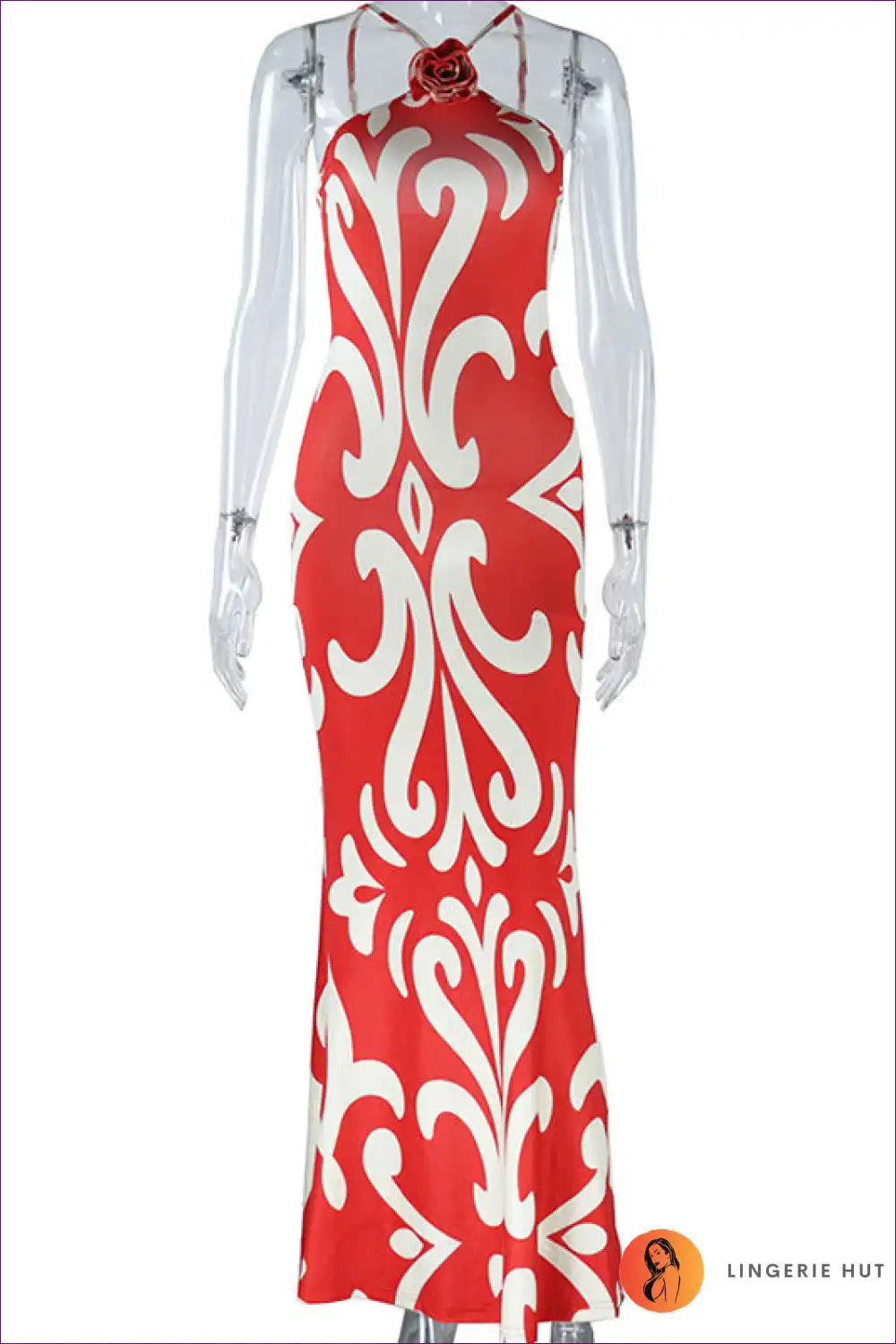 Drape Yourself In The Luxury Of Lingerie Hut’s Printed Polyester Maxi Dress - a Blend Timeless Elegance