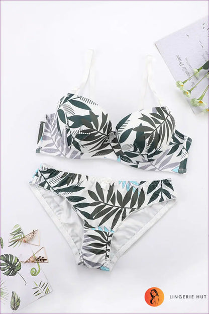 Printed Push-up Bra Set with Adjustable Straps - Modern Chic for Set, Casual, Everyday, just In, Lingerie