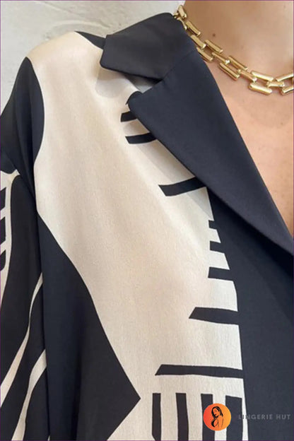 Printed Pyjama Set with Long Sleeves - Luxe Nights in - Sleepwear & Loungewear - Lingerie Hut - Autumn • Casual