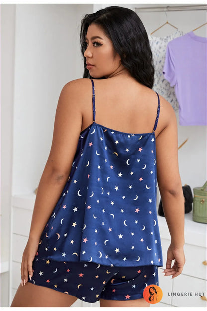 Experience Sleepwear Luxury With Our Printed Satin v Neck Bow Detail Lace Trim Pyjama Set. Stylish V-neck,