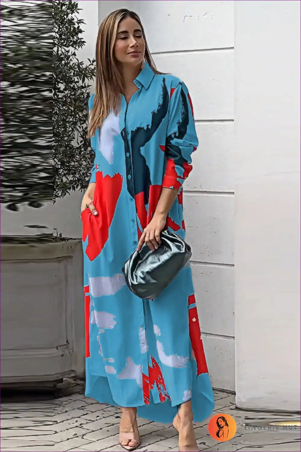 Revitalize Your Daily Wardrobe With Lingerie Hut’s Autumn Printed Shirt Collar Maxi Dress - a Perfect Harmony