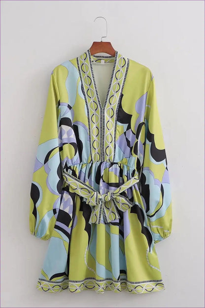 Printed Shirt Dress with Tie Belt - Effortless Chic