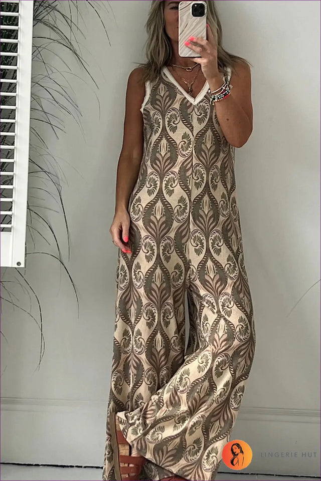 Printed Wide-Leg Jumpsuit - Effortless Resort Mood