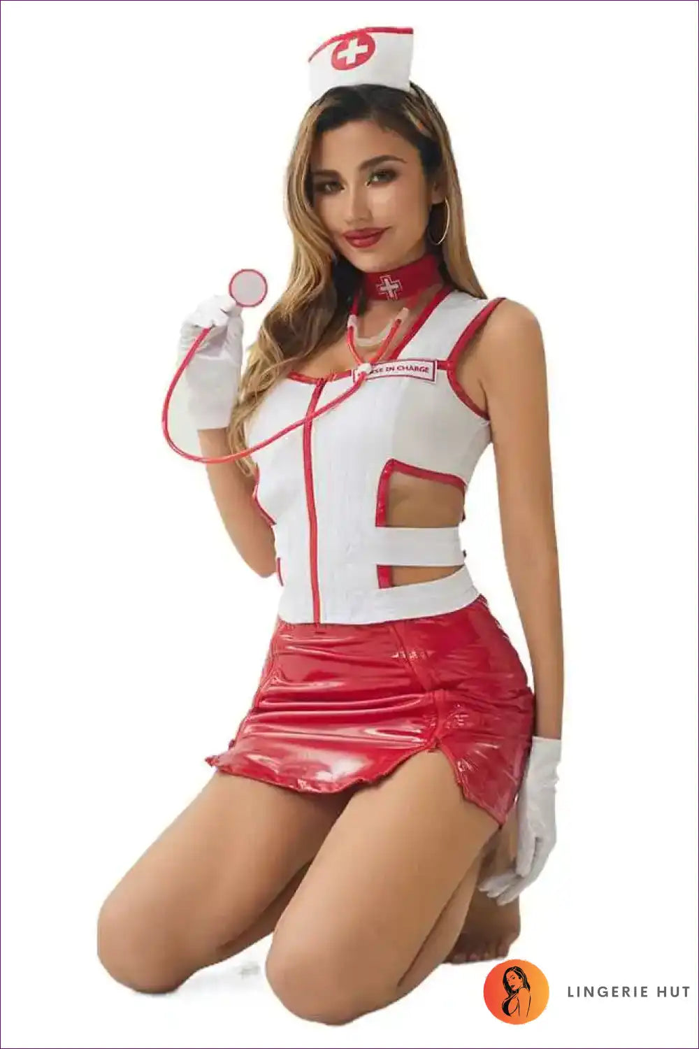 Pu Party Nurse Uniform Dress for Night Club Cosplay Bodycon, Clubwear, just In, Mini,