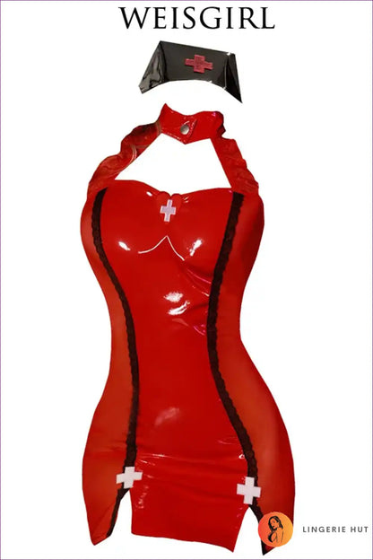 Pu Roleplay Nurse Dress for After-dark Parties Bodycon, Clubwear, Cutout, just In, Mini